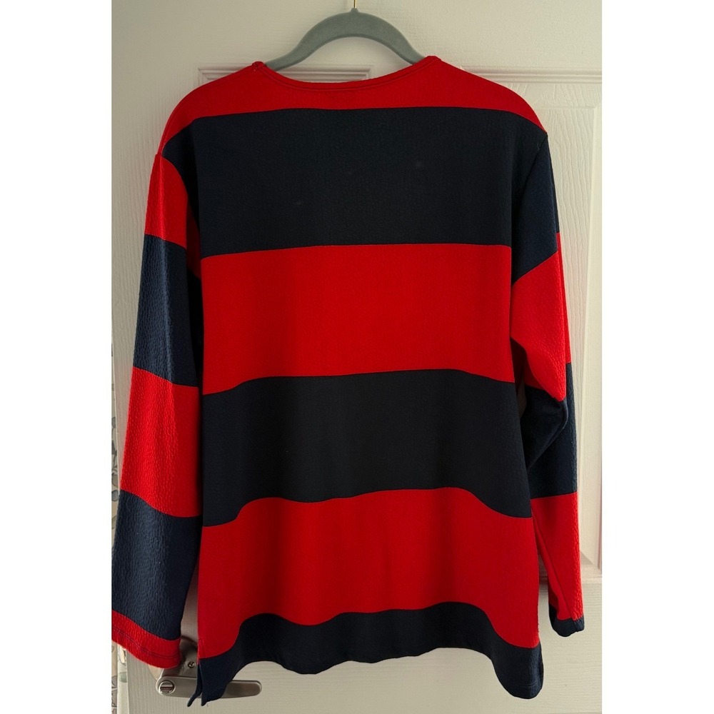 Emporio Armani Mens Red Navy Stripe Long Sleeve Crew Shirt Made in Italy Size M - Picture 4 of 7